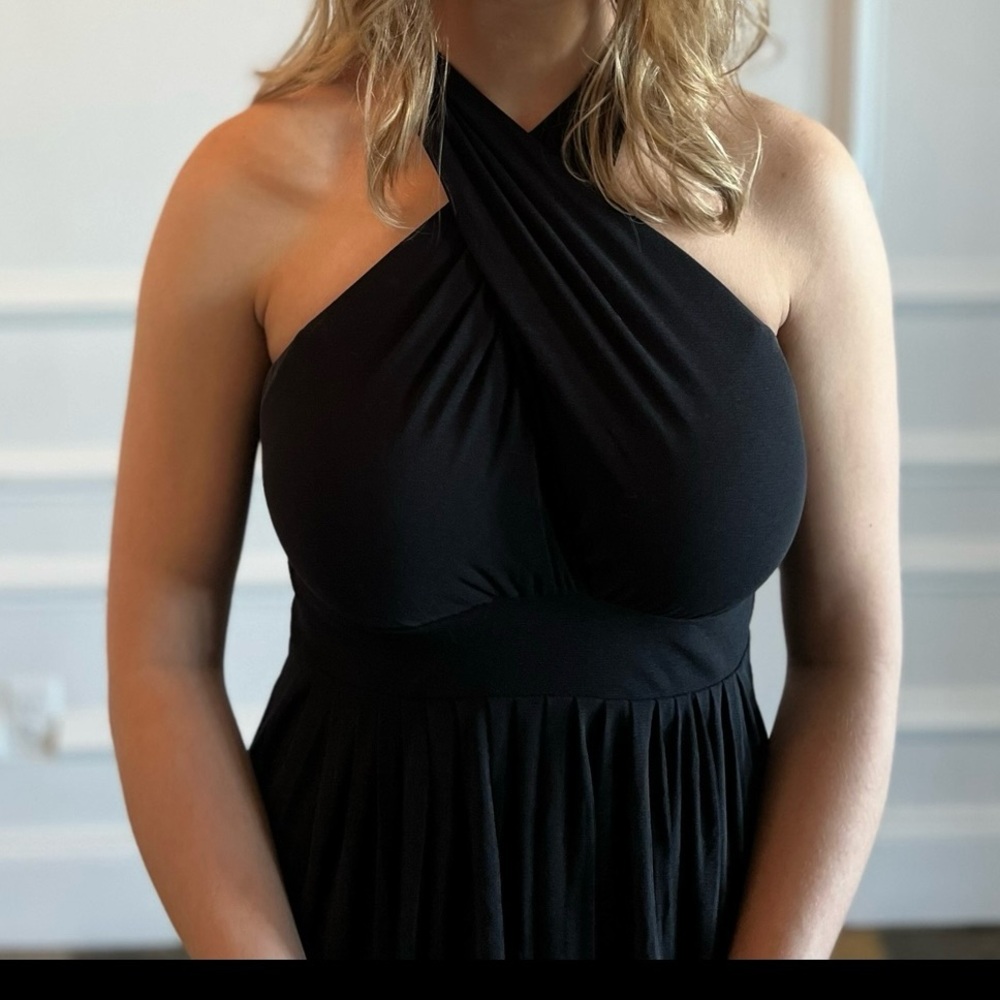 Fuzzi Elegant Black Halter Dress